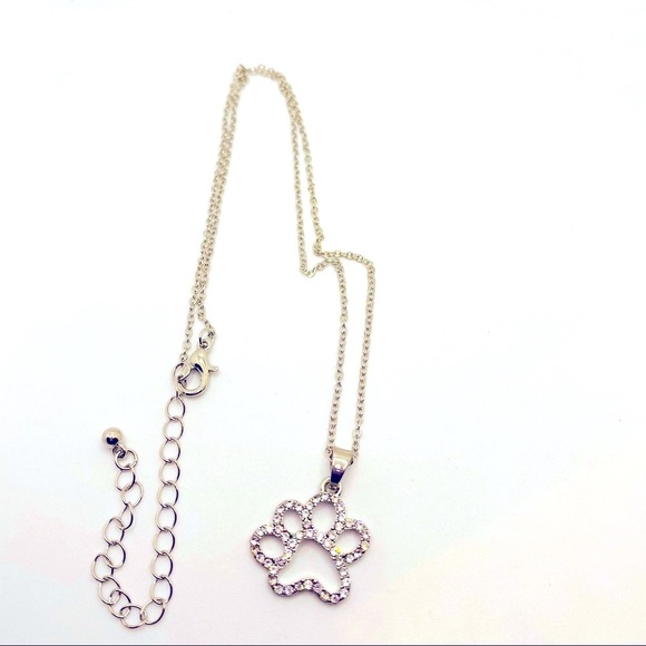 Necklace Paw Print in Rhinestones ! ADORABLE ! - Picture 3 of 15